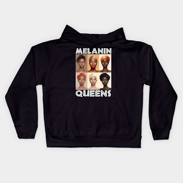 Melanin Queens Afrocentric Women Kids Hoodie by Merchweaver